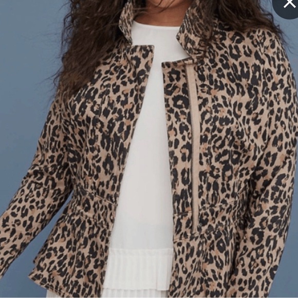 Lane Bryant Jackets & Blazers - Lane Bryant Cheetah Peplum Utility Moto Twill Jacket Size 3X